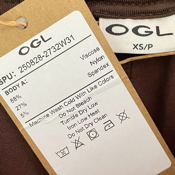 OGL Ponte High Rise Flared Pants Womens Size XS Brown Slimming Flat Front Pullon - Picture 8 of 13